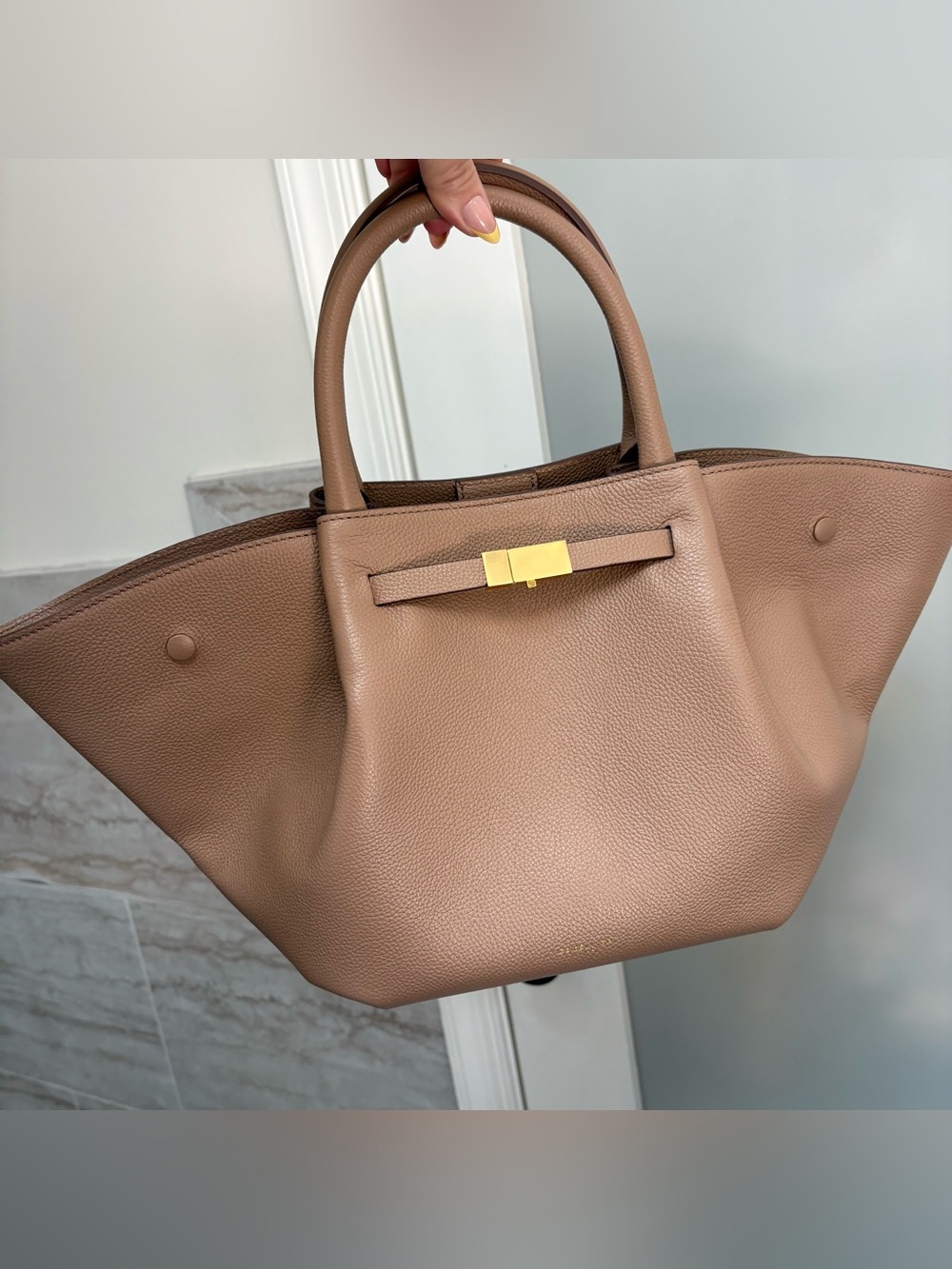 Demellier Midi New York Tote, Dark Sand